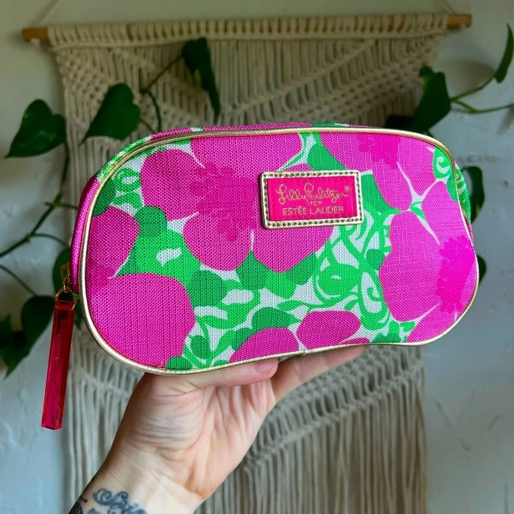 Lilly Pulitzer x Estée Lauder Pink Makeup Bag Cosmetic Travel Pouch Toiletry